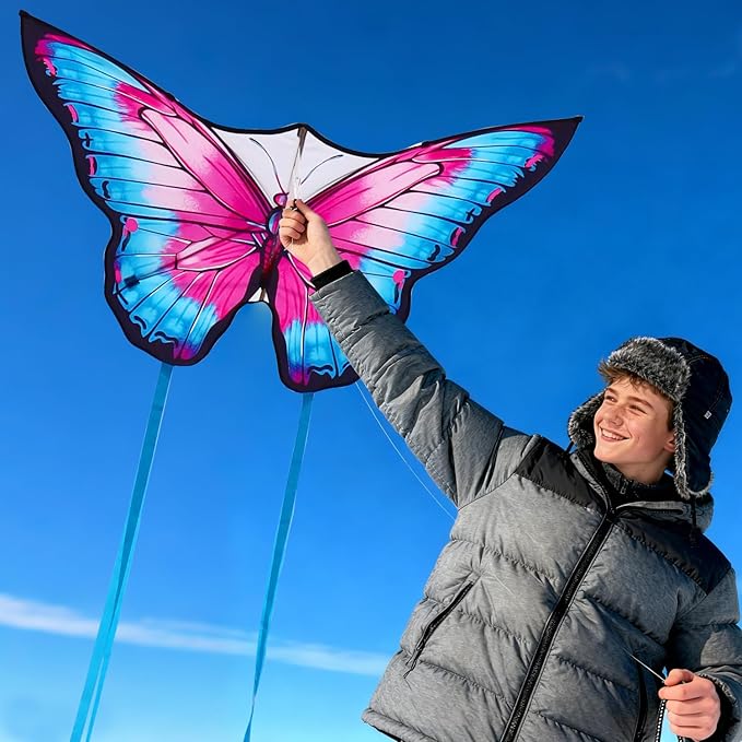Butterfly Kites for Kids & Adults, Easy to Fly Design with Long Tail for Stability, for Kids Ages 4-8 & Beginners, Beach & Park Use | Family Outdoor Fun