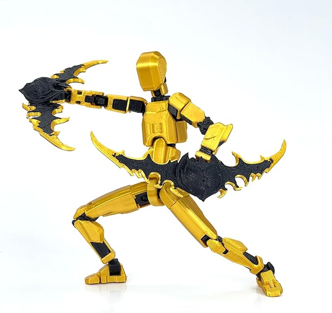 (Assembly Completed) T13 Action Figure Set, Titan 13 Robot Dummy 3D Printed robo 13 Action Figure Articulated, Lucky 13 Gift for Collectors Desktop Decorations (Golden)