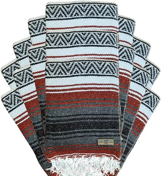 Open Road Goods Bulk Falsa Blankets - Handwoven Authentic Mexican Falsa - Great for Weddings, Yoga, Beach, Picnics, or Mexican Throw! (Rust, 15 Pack)