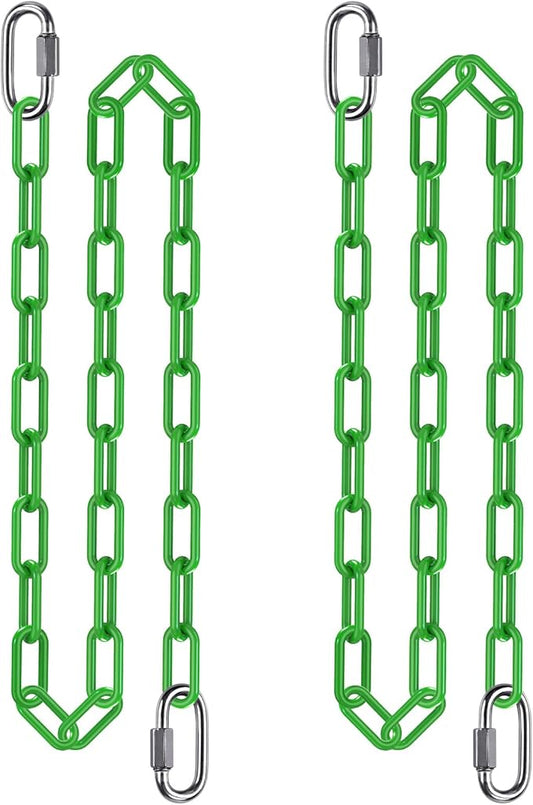 SELEWARE 2 Pack 80 Inch Hanging Swing Chain with 4 Carabiners, 1000LB Capacity Plastic Coated Hanging Chains, Hammock Hardware Kit for Swing, Hanging Chair, Punching Bags, Indoor Outdoor Gym (Green)