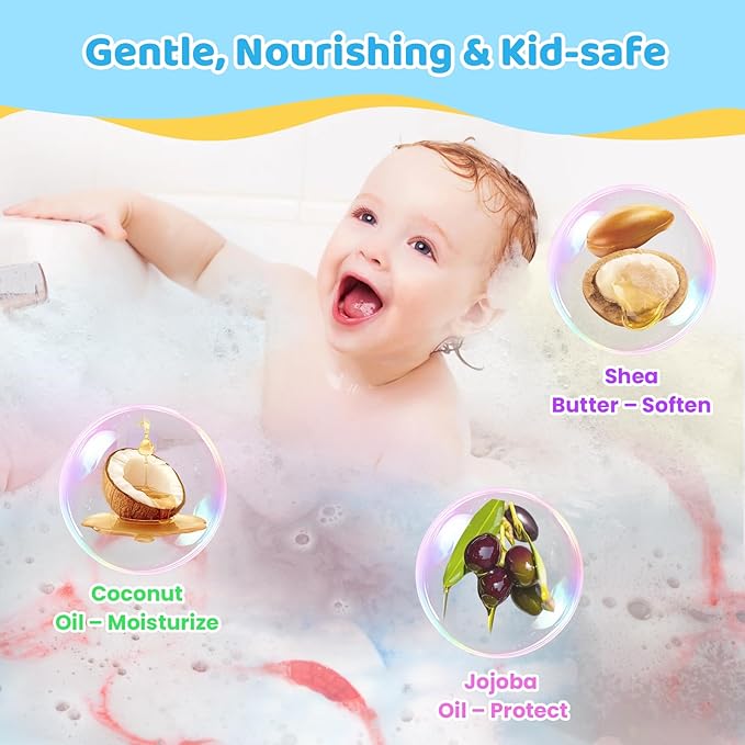 Bath Bombs for Kids, Organic Natural Shark Bath Bomb with Toys Inside, Boys Girls Bath Bomb with Surprise Inside, Bubble Bath Fizz for Kids, 6 Pack