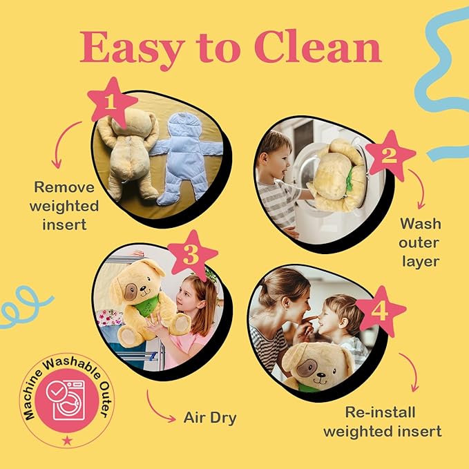 Lilly's Love Weighted Stuffed Animal, 5lb | Sensory Plush for Kids & Adults | Machine Washable Plushie w/Removable Inner | Calming Weighted Stuffed Animal for Anxiety, Dexter The Dog
