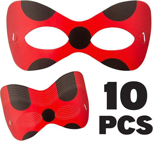 Mighty Mojo Miraculous Ladybug Mask Set for Dress Up, Pretend Play, Birthday Parties – Includes 10 Masks - Celebration, Party, Toddlers Cat Noir Party Supplies Officially Licensed Red One Size