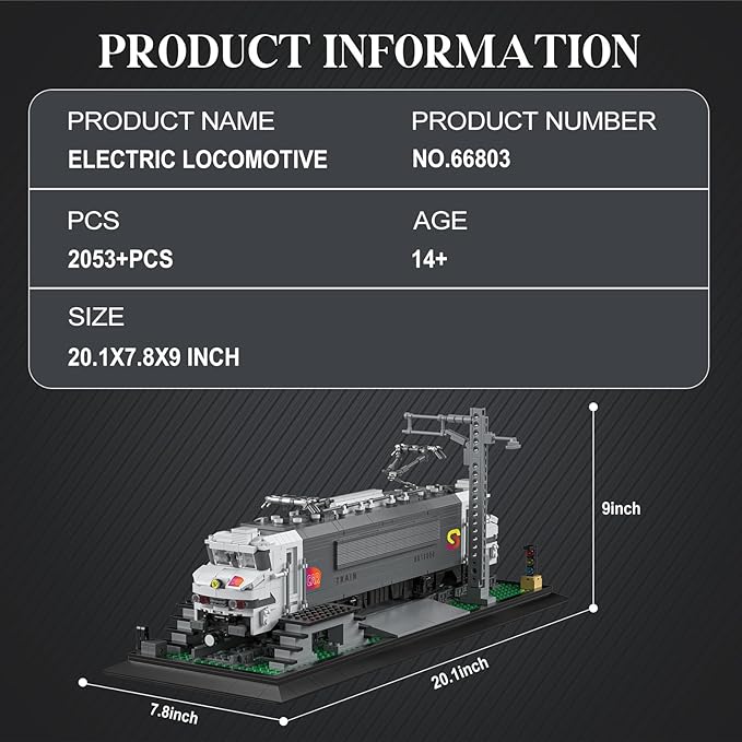 BR15000 Train Building Block Set 66803, Collectible Electric Locomotive Display, Creative Model for Train Fans, Gift for Adults Girls Boys 14+(2053PCS)