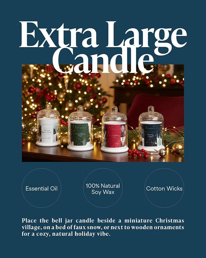 Hidden Label Starry Night Candle, 10oz Bell Jar, 60H Soy Wax | Lavender Amber Aromatherapy | Non Toxic Formula | Holiday Centerpiece Gift | Calming Sky Scent