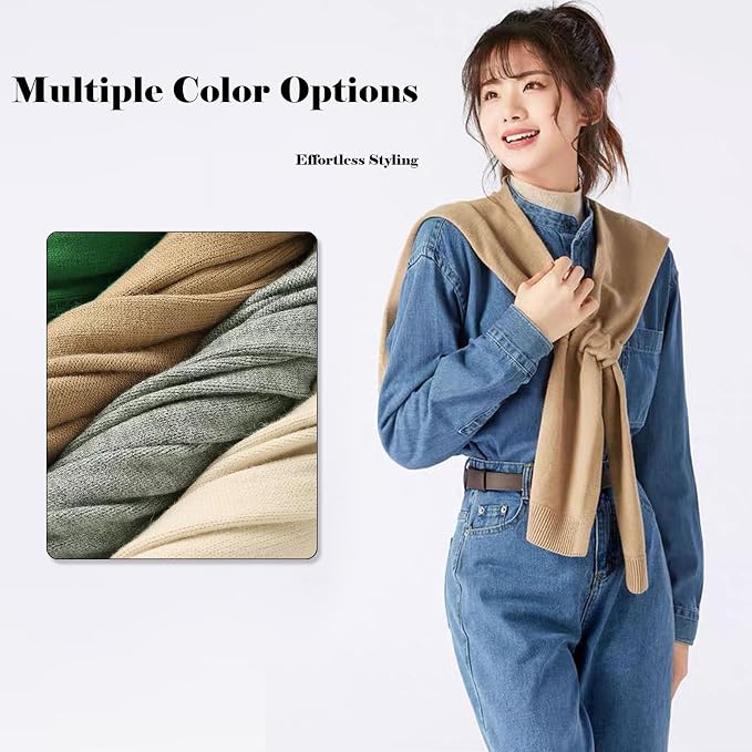 huablo Women's Fashion Knitted Shawl - Khaki Sweater Shawl for Air-Conditioned Rooms