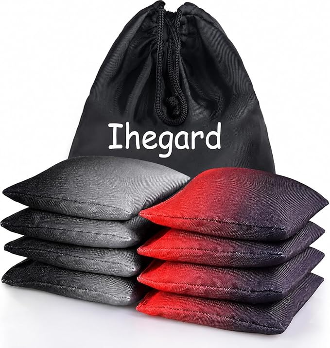 Cornhole Bags Set of 8, Weather Resistant Cornhole Bean Bags with Gradient Design, Durable Modified Size Corn Hole Bags for Outdoor Tossing Games, Includes Tote Bag