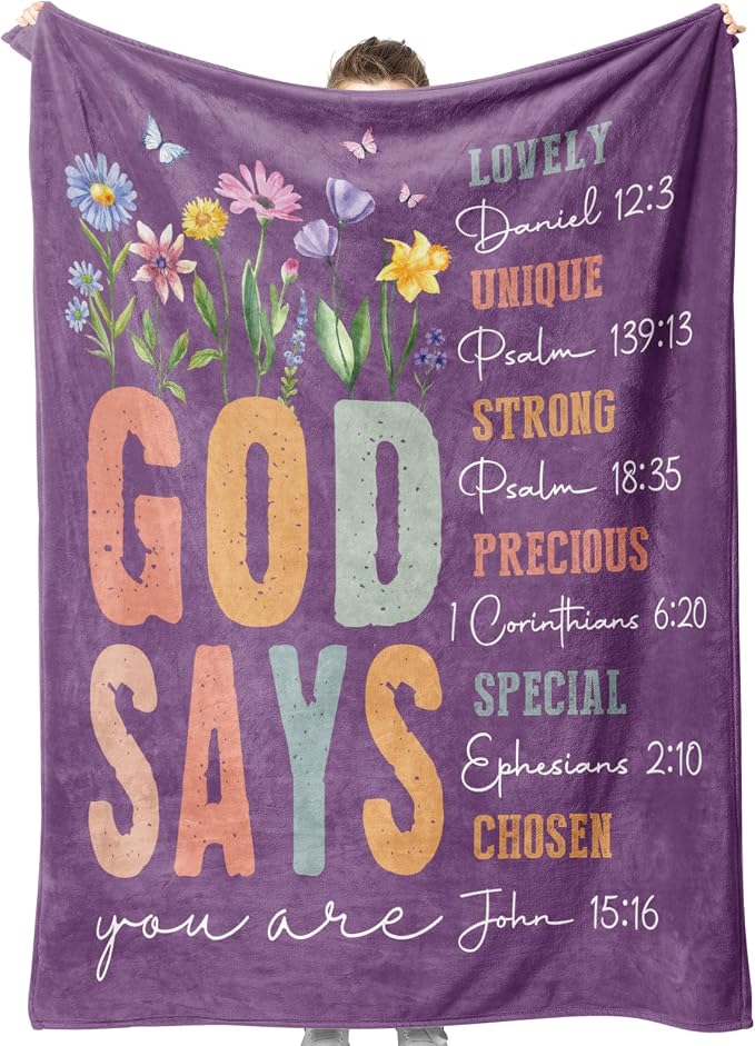Gifts for Women - Christian Inspirational Floral Blanket | Religious Birthday Gift for Women, Blanket for Mom Daughter Sister Friend Girl, Baptism Confirmation Spiritual Gift for Her