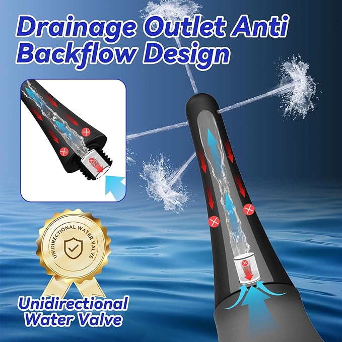 Enema Douche Anti Back-Flow,Silicone Enema Reusable Anal Douche Cleaner for Men Women Colon Cleansing,Shower douche with 5 Spouts connected to shower hole,Vaginal Cleaner 10oz (Semi-transparent, 10oz)