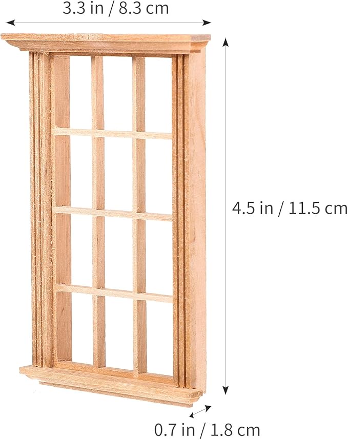 DOITOOL 8PCS Dollhouse Windows 1: 12 Scale Miniature Dollhouse Furniture Window Frame Model Dollhouse Furniture DIY Dollhouse Bedroom Accessories, 2.5 x 4.3inch