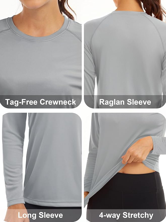 MAGCOMSEN Women's Long Sleeve Shirts UPF 50+ Sun Protection Shirts for Hiking Fishing Workout Rash Guard