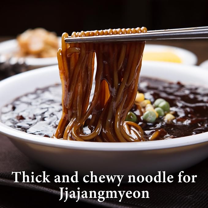 Wang Thick and Chewy Wheat Noodle for Jjajang Black Bean Sauce | Korean Noodle, Jjajang Myeon Noodle, 48 Oz