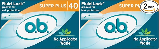 o.b. Tampons Super Plus | Non-Applicator | Unscented | 40 Count | Pack of 2
