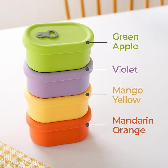 Korean Silicone Food Container, Steam Vent, 12 floz 4-Piece Set | Microwave & Freezer Safe, Leakproof, Airtight, Dishwasher Safe, BPA Free