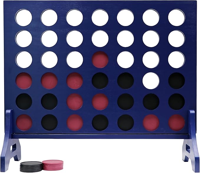Tailgating Pros Premium Navy Giant Four in a Row with Carrying Case - Jumbo Oversized Outdoor Yard Game - Connect Multiple Pucks in a Row to Win - Many Puck Colors Available!