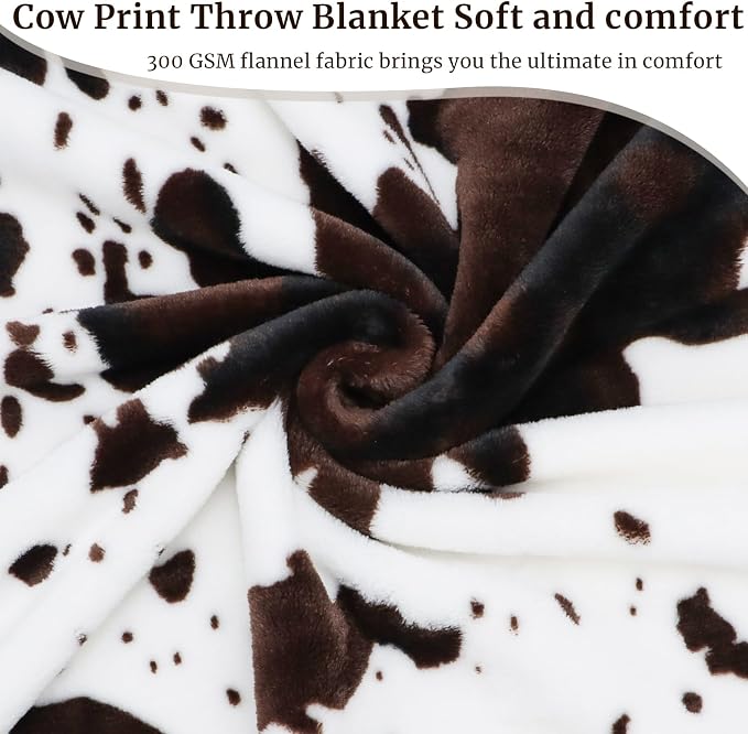 Cute Cow Print Blanket for Kids Cozy Soft Lightweight Cow Throw Blanket Warm Fleece Fuzzy Plush All Season Sofa Bed Travel Couch Cow Blankets Gifts for Baby Toddler Pet 40"x50"