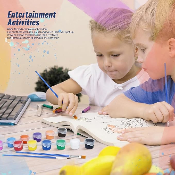 10 Set 12 Colors Washable Acrylic Paint Strips Kit for Kids with 20 Pcs Painting Brushes Totally 140 Pcs Mini Acrylic Paint Set for Kid Adult Arts and Crafts, Classroom Painting Supplies Gifts(140)