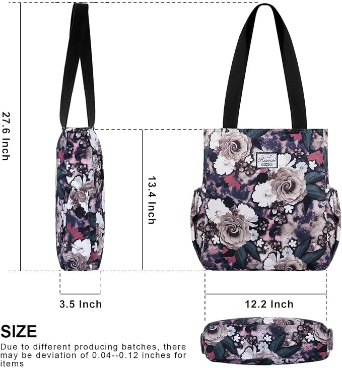 KAMO Floral Tote Bag - Waterproof Lightweight Handbags Travel Shoulder Bag for Hiking Yoga Gym Swimming Travel Beach