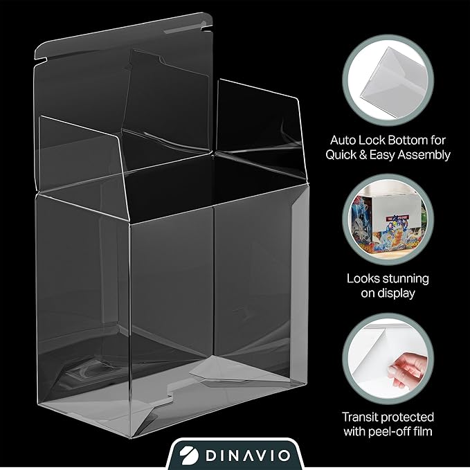 Dinavio Crafthouse Plastic PKMN Booster Box Protector 10 Pack - Booster Box Case Display Protectors - Compatible with English PKMN Booster Boxes - 0.5mm Thick (Pack of 10)