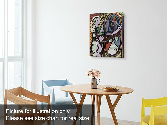 Niwo ART - Girl before a Mirror, World's Most Famous Paintings Series, Canvas Wall Art Home Decor, Gallery Wrapped, Stretched, Framed Ready to Hang (24"x20"x3/4")