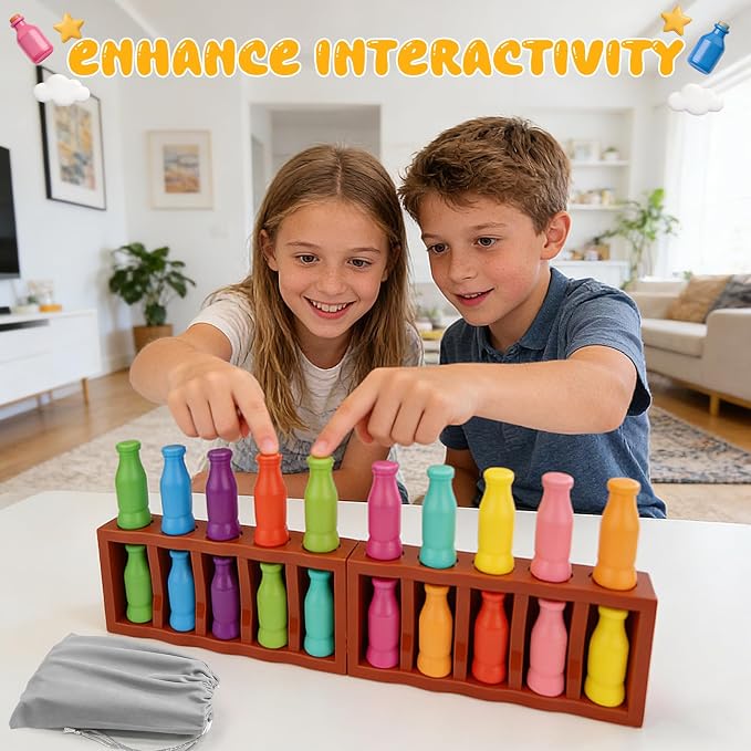 Vodolo 20pcs Bottle Color Match Game，Family Matching Games,Memory and Logical Training Bottle flip Game for fmaily, Party Activities
