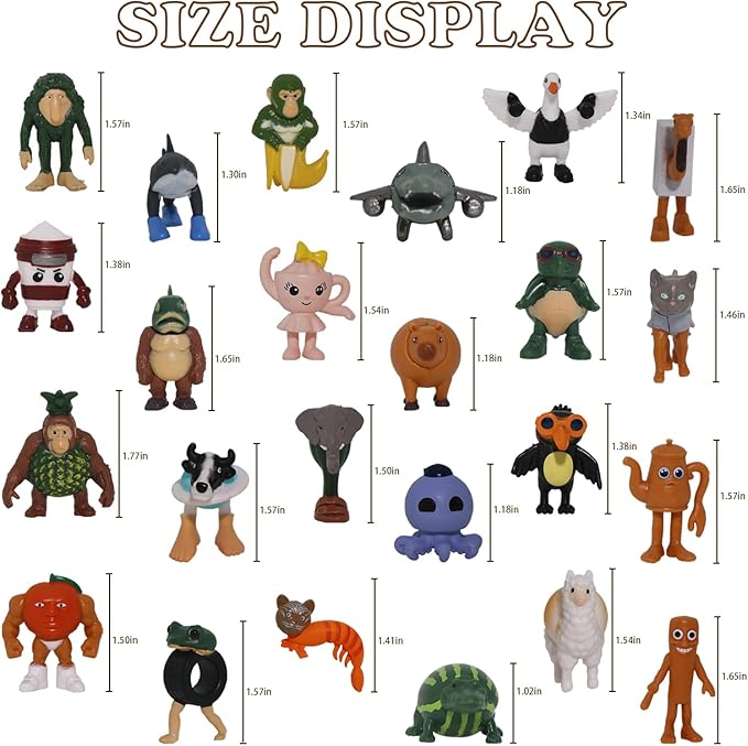 24PCS Italian Brainrot Action Figure,Tralalero Tralala Action Figure Set with Tralalero Tralala,Tung Tung Tung Sahur,Brainrot Meme Shark,Brainrot Toys Collectible Animal Figures for Fans Gifts