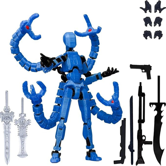 Already Assembled T13 Action Figure Accessories,T13 Multi-Jointed Movable,for Collectors Desktop Decorations t-13 Movability 3D Printed Toys (Blue, 7.2 Inch)