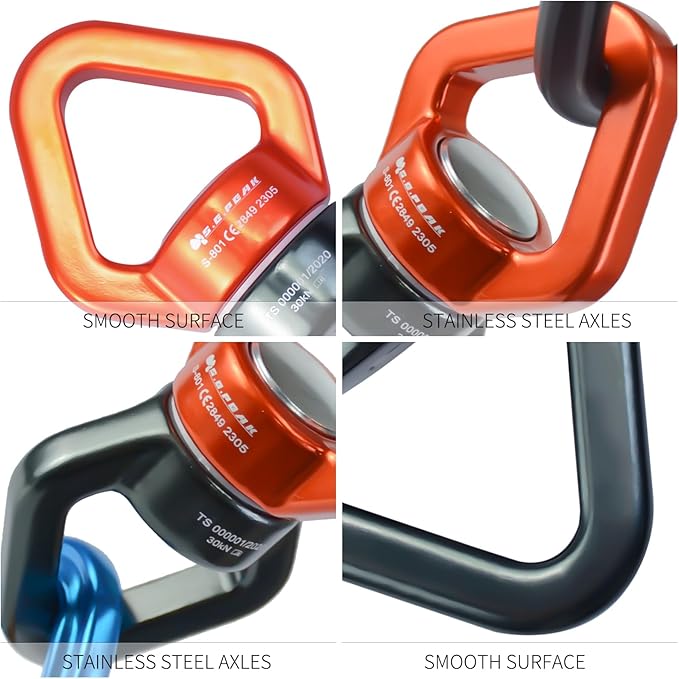 30kN Swing Swivel, CE Certified 360°Rotational Device, Silent Hanging Accessory for Tree Swing, Aerial Dance