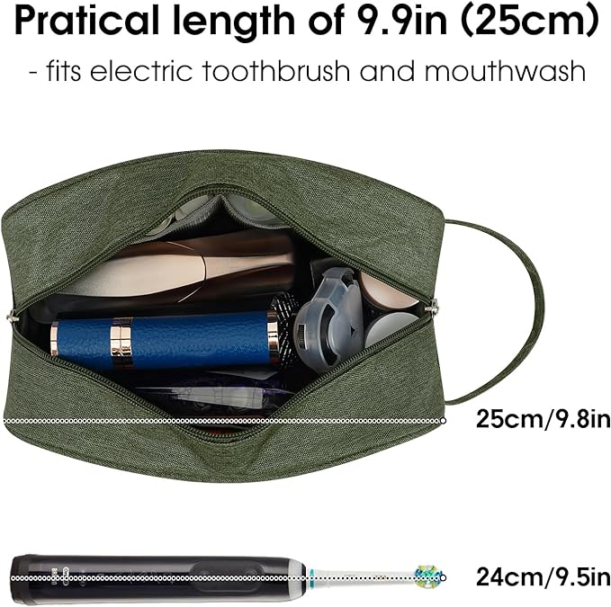 Narwey Travel Toiletry Bag for Women Traveling Dopp Kit Men Travel Bag for Toiletries Cosmetic Bag Makeup Bag Medicine Bag for Traveling (Army Green)