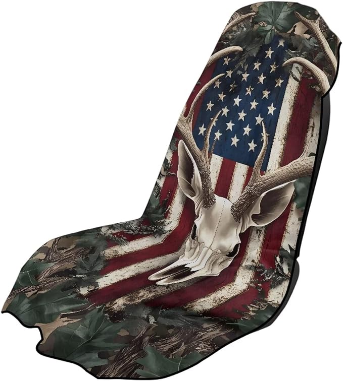 INSTANTARTS Camo American Flag Deer Hunter Car Seat Cover Protector Sweat Towel Multi-Functional Car Towel
