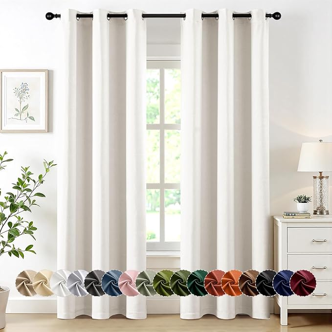MIULEE Blackout Curtains for Bedroom 2 Panels 34 x 72 Inch Long Ivory | Thermal Insulated, Living Room Darkening Grommet Drapes, Noise Reducing, Light Blocking Window Treatments