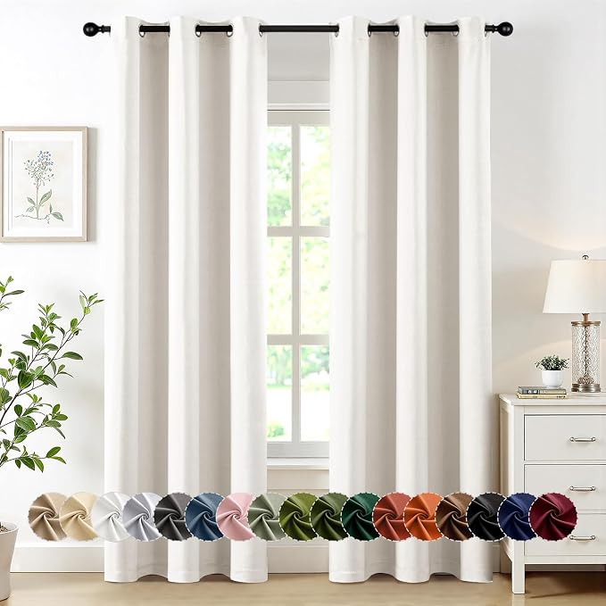 MIULEE Blackout Curtains for Bedroom 2 Panels 40 x 84 Inch Long Ivory | Thermal Insulated, Living Room Darkening Grommet Drapes, Noise Reducing, Light Blocking Window Treatments
