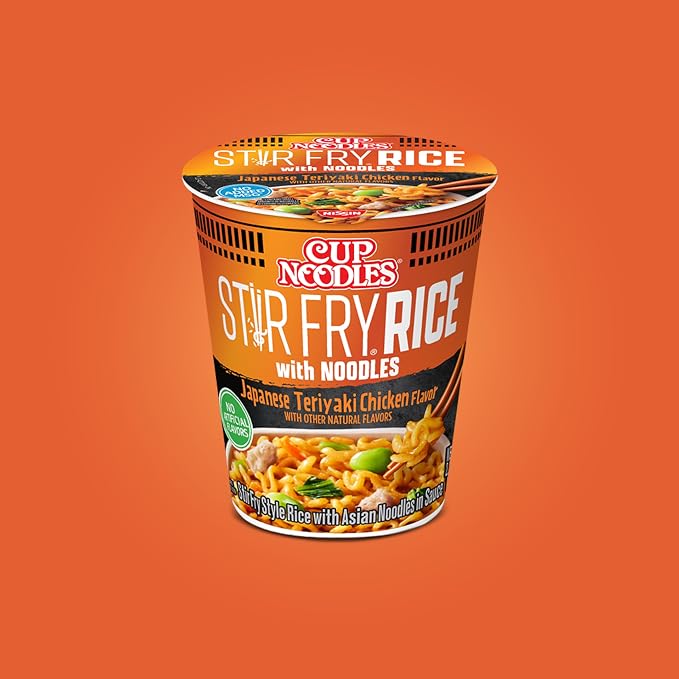 Nissin Cup Noodles Stir Fry Rice with Noodles, Japanese Teriyaki Chicken, 2.75 Ounce (Pack of 6)
