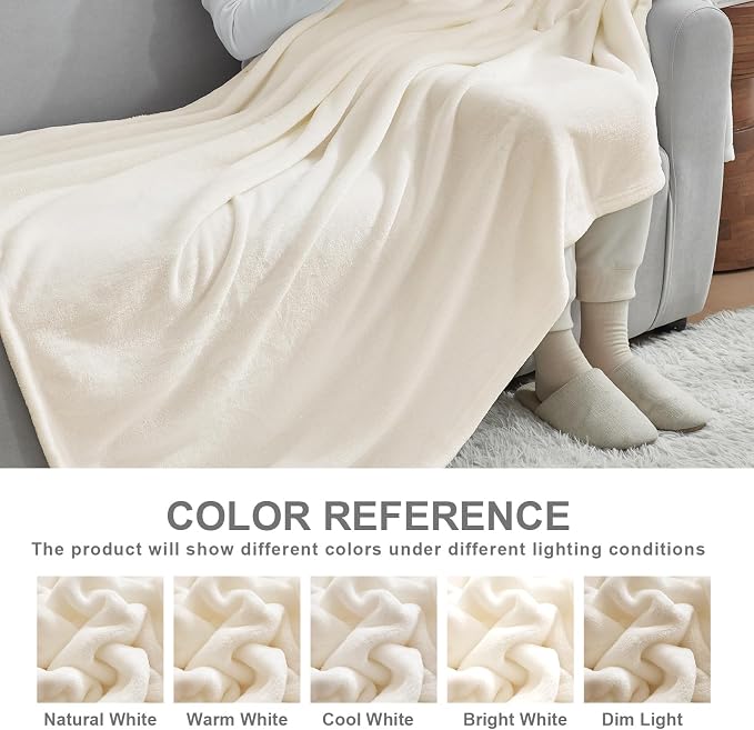 Hansleep King Beige Fleece Blanket, Soft Flannel Bed Blanket | Fuzzy Cozy Blanket 90x108 Inches, Multi-use for Bed, Sofa, Couch, Travel, Camping, All Season Warm Lightweight Cover