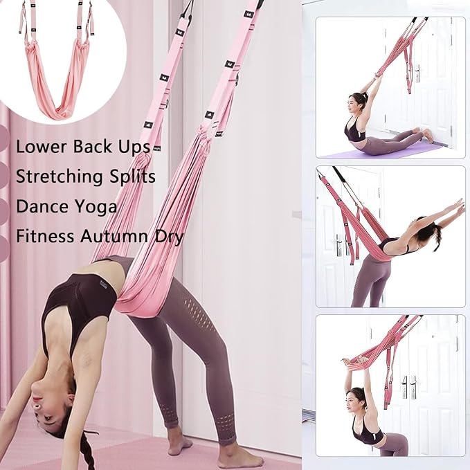 Yoga Stretching Strap,Stretching Equipment with Door Anchor,Back Stretcher for Back Pain, Flexibility Tensile Trainer for Dance Aerial Yoga Ballet Leg Stretching Exercise