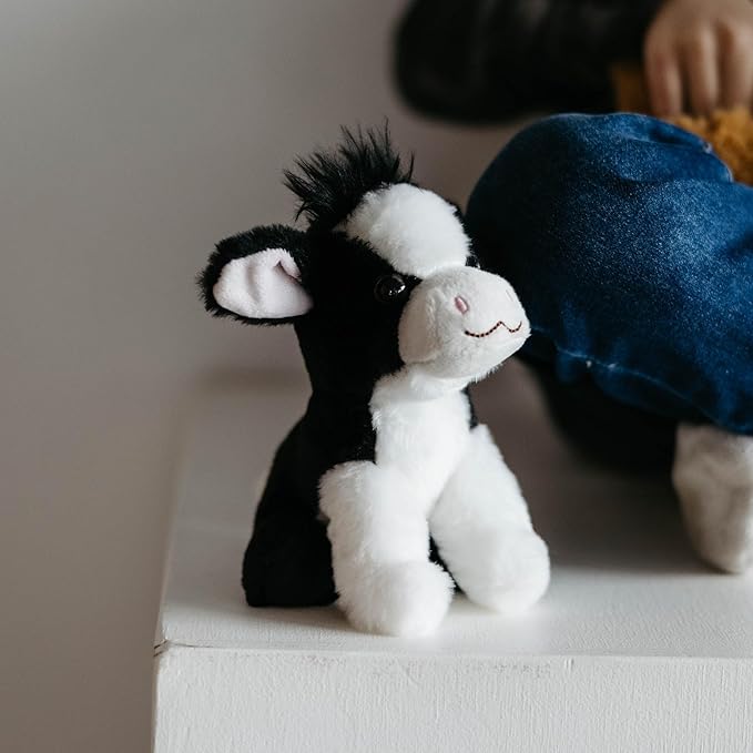 The Petting Zoo Cow Stuffed Animal Plushie, Gifts for Kids, Wild Onez Babiez Farm Animals, Cow Plush Toy 6 inches