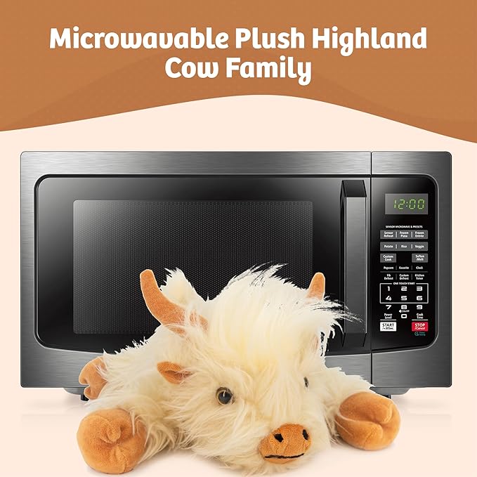 MARYSUN Microwavable Highland Cow Stuffed Animal Toy - Weighted Heating Pad Stuffed Animal Gift for Girls and Kids 1.65LB