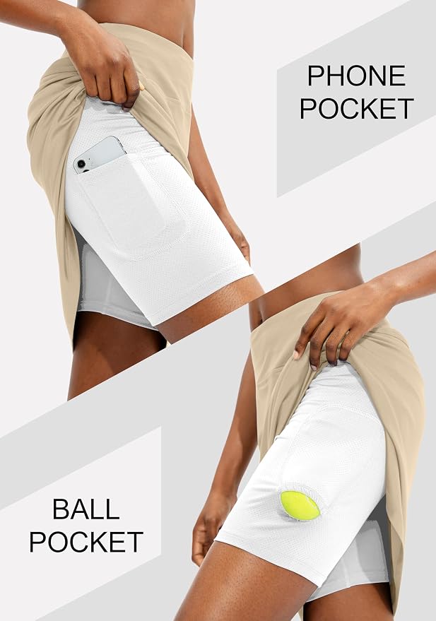 Women's 20" Knee Length Skorts Skirts UPF50+ Athletic Tennis Golf Skirt for Women Casual Summer Skirts