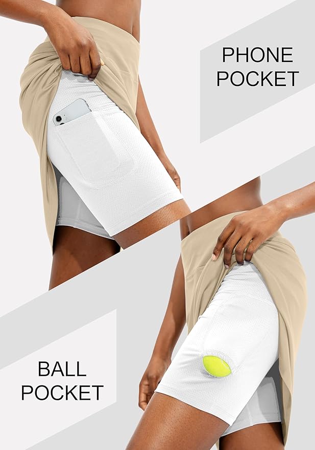 Women's 20" Knee Length Skorts Skirts UPF50+ Athletic Tennis Golf Skirt for Women Casual Summer Skirts