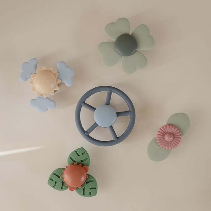 mushie Blossom Suction Spinner Toy | Toddler Sensory Toys for Bath & Play