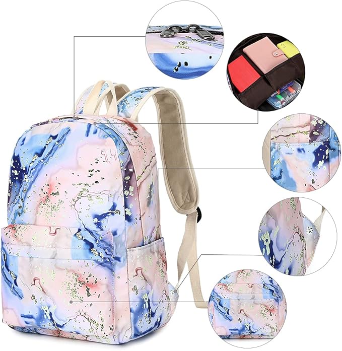 Bluboon Teen Girls School Backpack Kids Bookbag Set with Lunch Box Pencil Case Travel Laptop Backpack Casual Daypacks (Orange - 9562)
