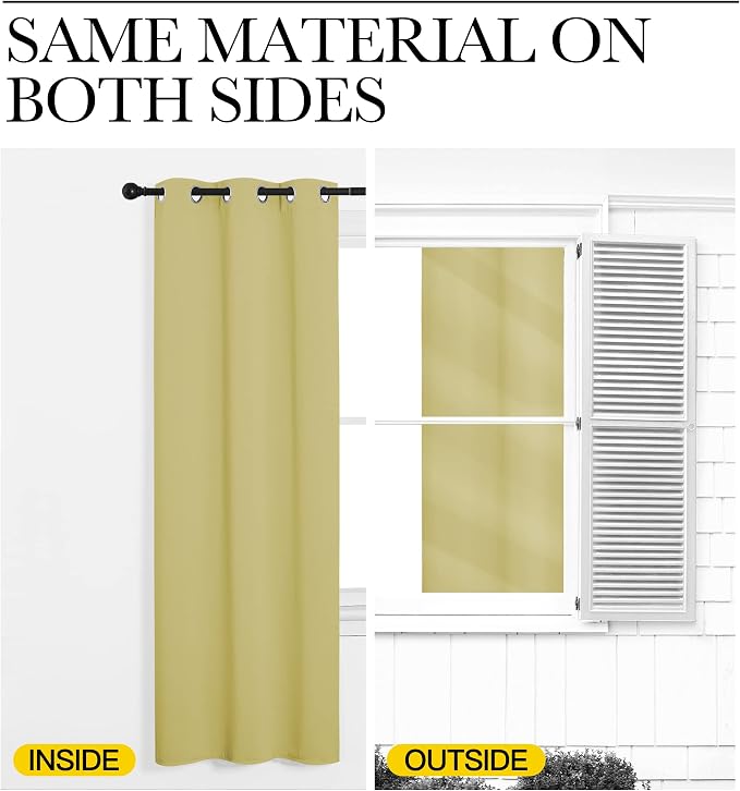 NICETOWN Bedroom Curtain Panels Blackout Draperies, Thermal Insulated Solid Grommet Blackout Curtains/Drapes (Paler Yellow, 1 Pair, 29 by 40-inch)