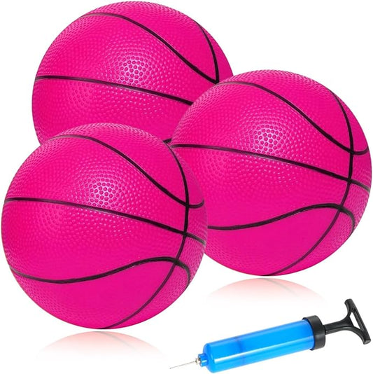 Mini Basketballs 3 Pack - 7inch Small Basketball Size 3 Set with Pump Needle - Ideal for Mini Hoop, Outdoor & Indoor Play - Kids Basketball Party Favors