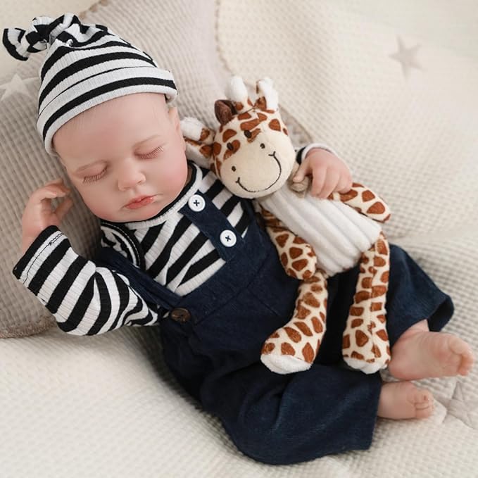 Jirachi Lifelike Reborn Baby Dolls, 18-Inch Soft Body Real Life Sleeping Baby Boy, Cute Realistic Reborn Baby with Feeding Accessories for Kids 3+