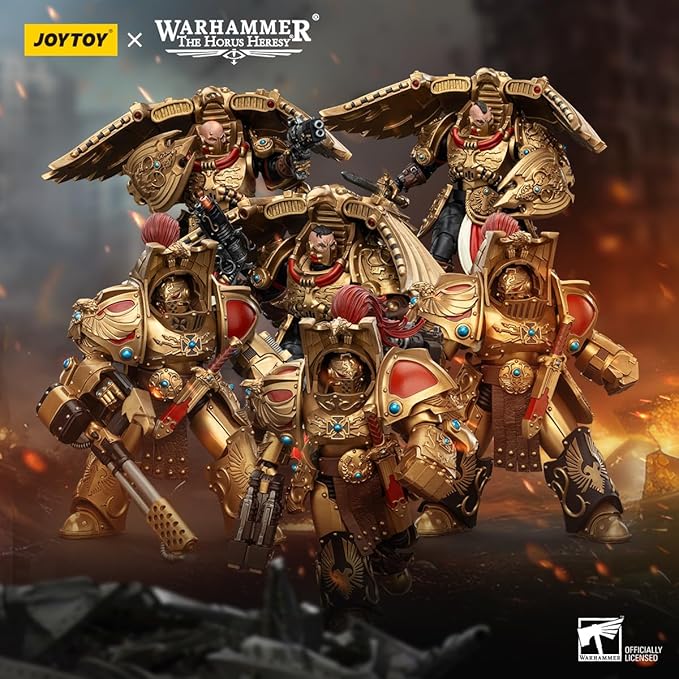 JOYTOY Warhammer The Horus Heresy Legio Custodes Aquilon Terminator Squad and Custodian Venatari Squad Set 6, 1:18 Scale 5.4in Action Figure Mecha Joy Toy Collection Model