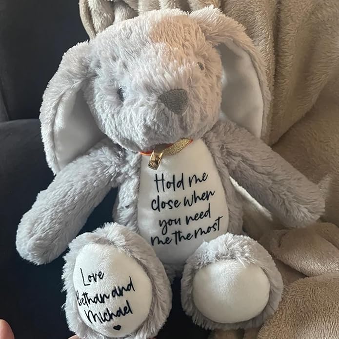 Custom Plush Bunny Keepsake Toy Hold Me Close Worry Hug Rabbit Personalized Stuffed Animal Doll Baby Shower Birthday Gift