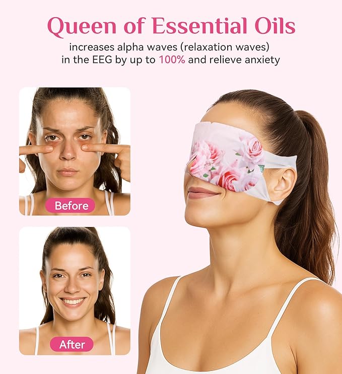 18 Packs Rose Heated Eye Mask - Heating Eye Mask Warm Compress for Dry Eyes Puffiness Dark Circles Sleep Stye Irritation Stress Relief Self Care Wellness Spa Relaxation Gift for Women