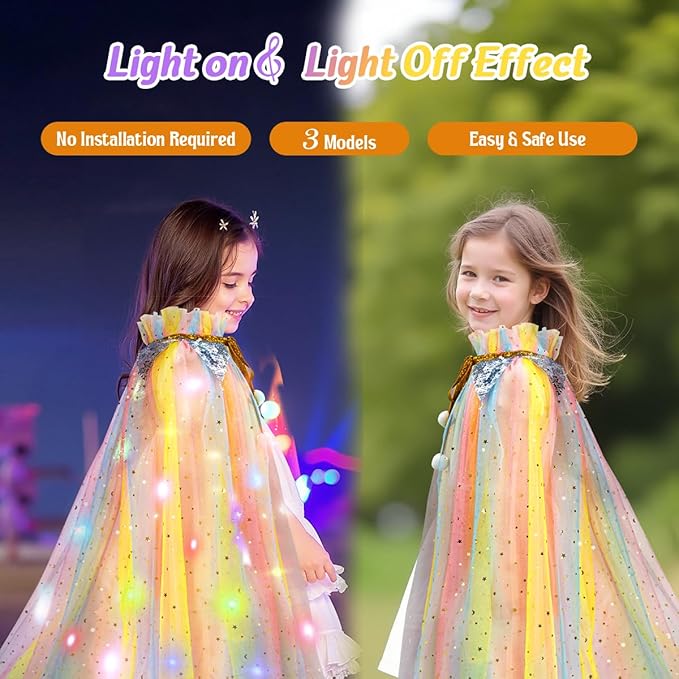 Meland Princess Dress up Clothes for Girl, 11Pcs Princess Cape with Kid Crown Toys,Dresses for Girl 3,4,5,6,7,8 Birthday Gift