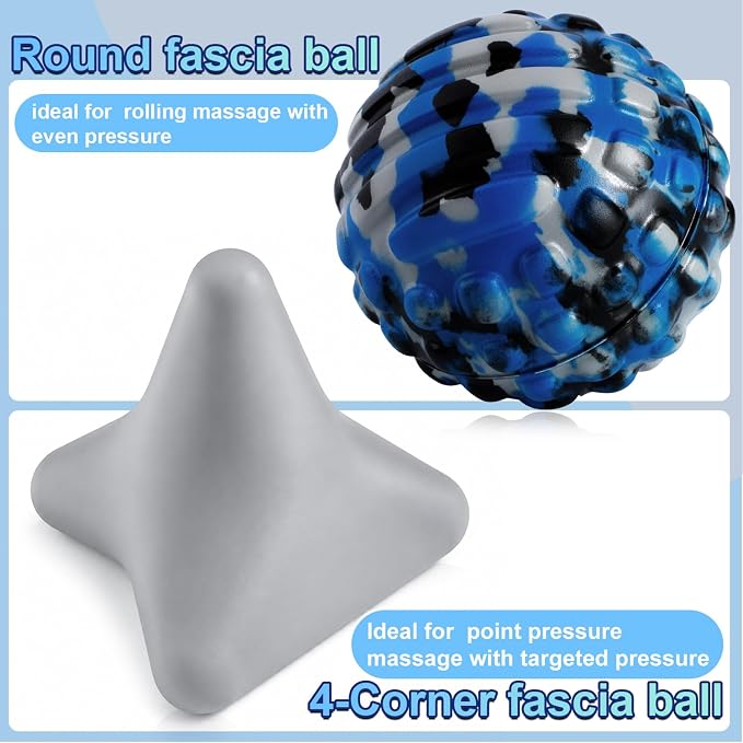 Fascia Release Tools Deep Tissue Massage Ball for Exercise & Recovery Targets Back, Shoulder, Legs&Feet - Relieves Muscle Knots, Trigger Point Massage, Pressure Point Therapy- Myofascial Release Ball