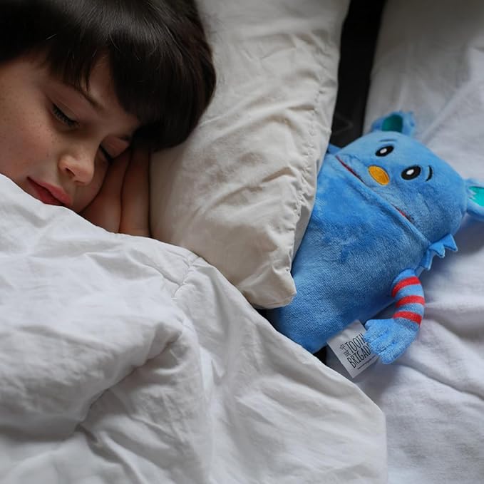 The Tooth Brigade Tooth Fairy Pillow | Stuffed Plush with Large Pocket Mouth for Lost Teeth, Treasures, Prizes - Fun and Interactive Plush, Perfect Kids, Boys, & Girls Gift (Blue Monster)